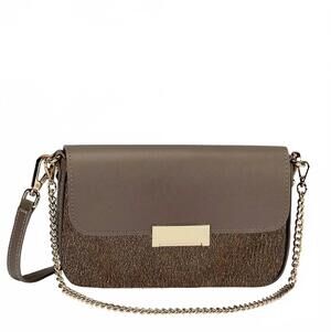 NEW GIGI women's edie shoulder bag in gold haircalf
